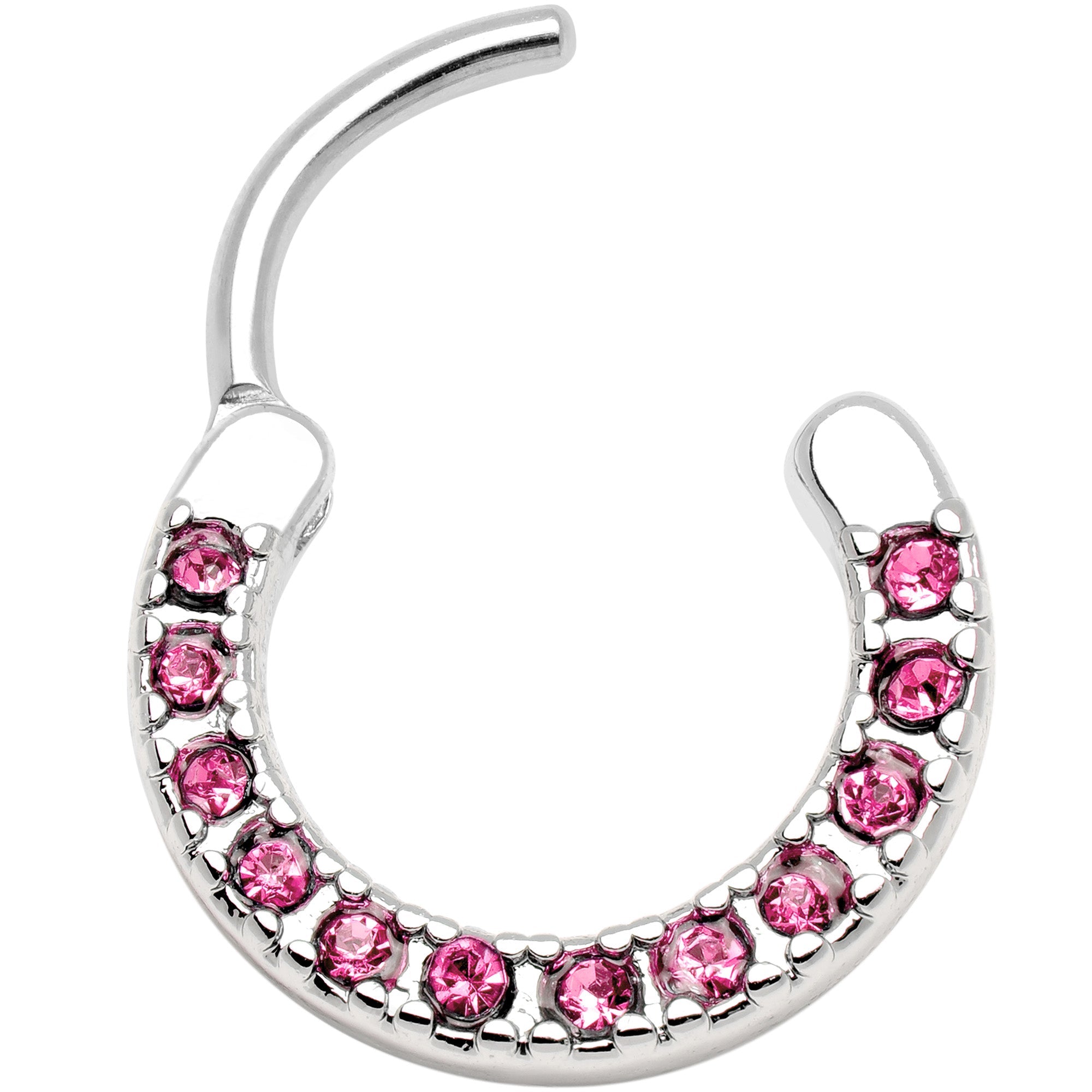 16G 3/8 Pink Gem Paved Septum Clicker