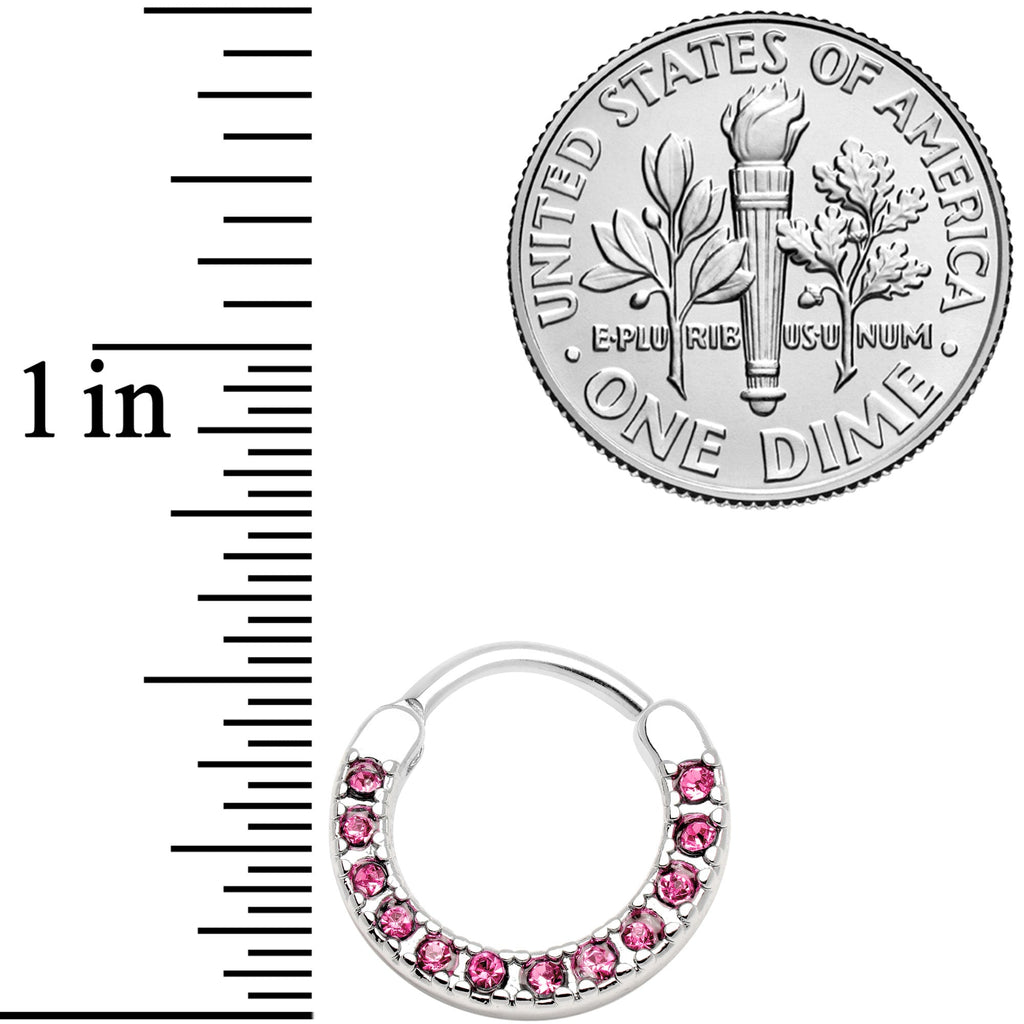 16G 3/8 Pink Gem Paved Septum Clicker