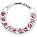 16G 5/16 Pink Gem Paved Cartilage Clicker