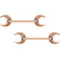 14G Clear Gem Rose Gold Tone Witch Moon Barbell Nipple Ring Set