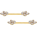 14G Clear Gem Gold Tone Leaves Twisted Barbell Nipple Ring Set