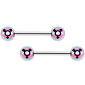 14G 9/16 Transgender Pride Logo Barbell Nipple Ring Set