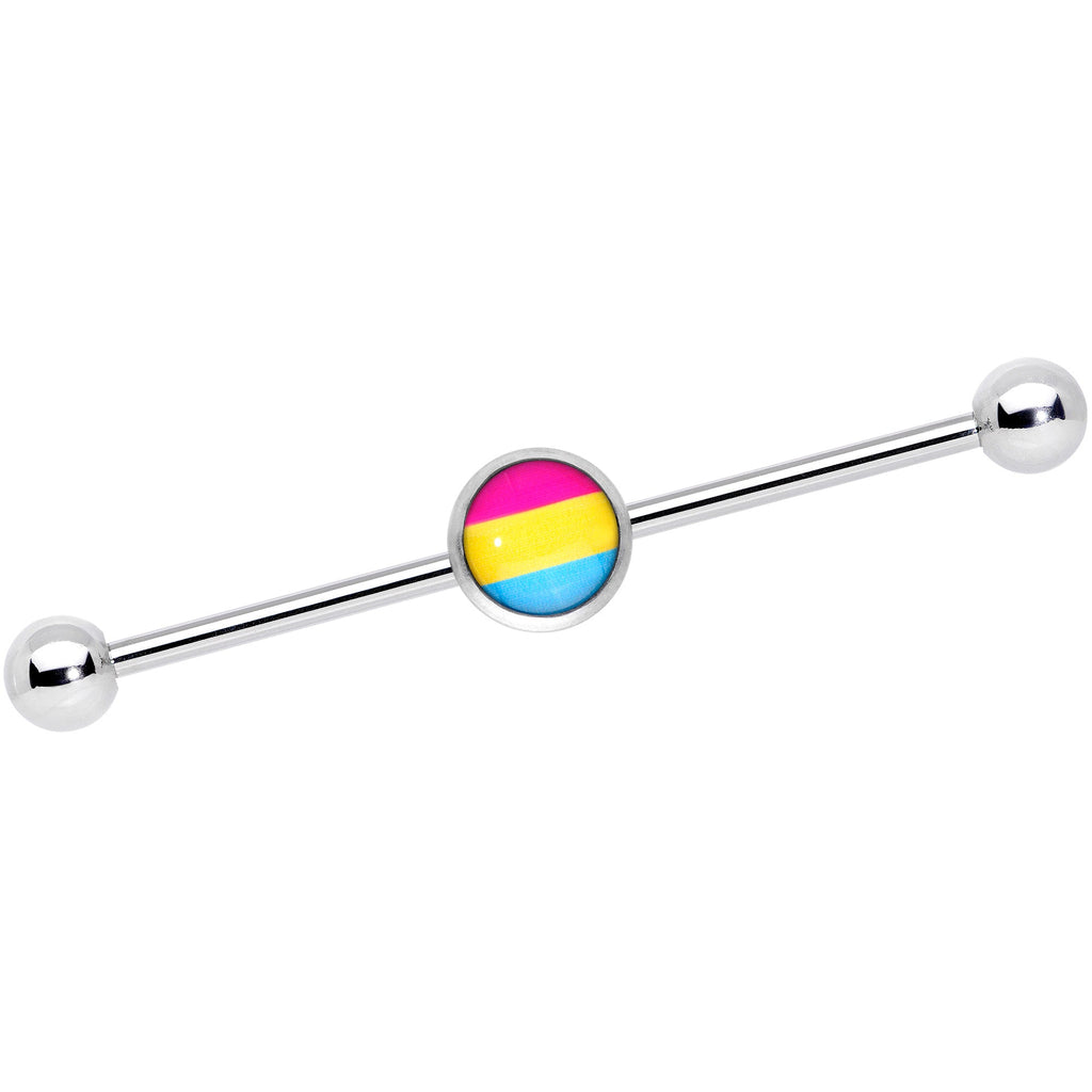 14G Red Yellow Blue Pansexual Pride Industrial Barbell 38mm