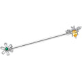 14G Clear Yellow CZ Gem Bumble Bee Flower Industrial Barbell 38mm