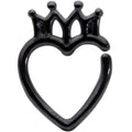 16G 5/16 Black Royal Crown Heart Right Ear Closure Ring