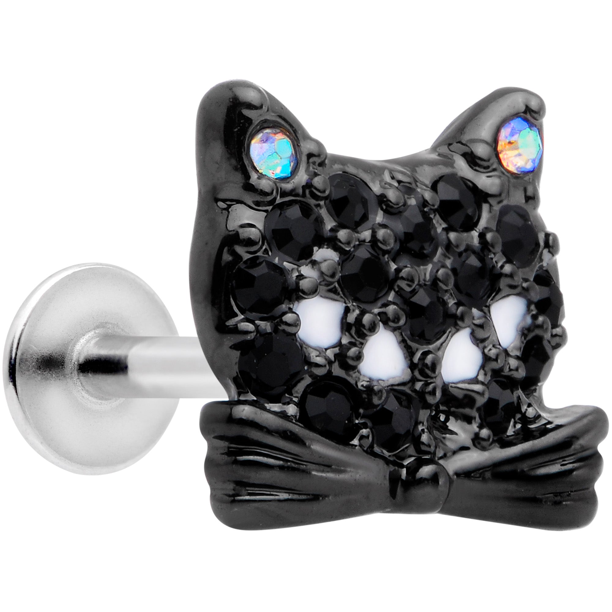 16G 5/16 Black Aurora Gem Crafty Kitty Cat Labret Monroe Tragus