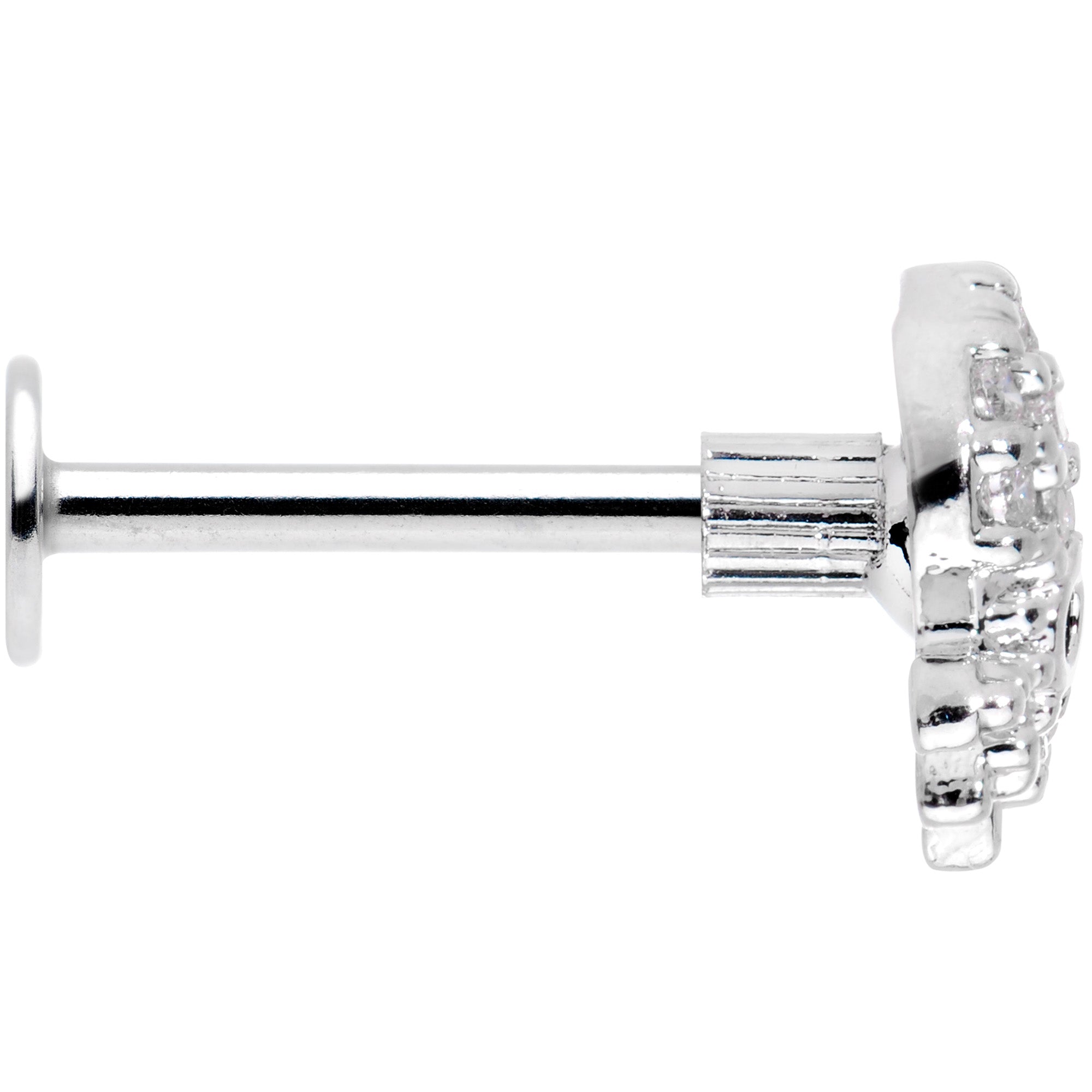 16G 5/16 Clear Black CZ Gem Octopus Internally Threaded Labret