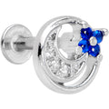 16G 5/16 Clear Blue CZ Gem Moonflower Labret Monroe Tragus