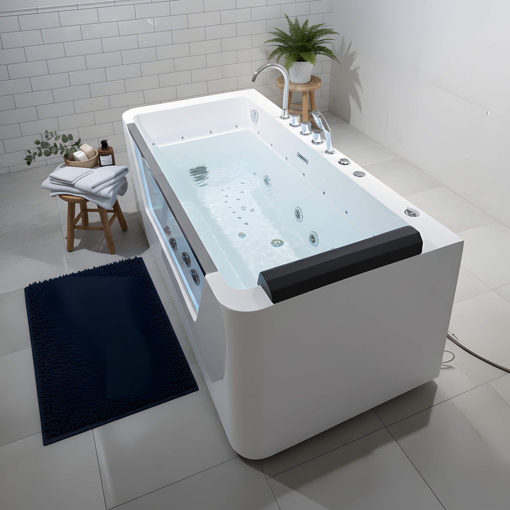 Nuvia Veloria 67-Inch 7-Jets Hydrotherapy Whirlpool Bathtub With Glass Panel (SAK25480)