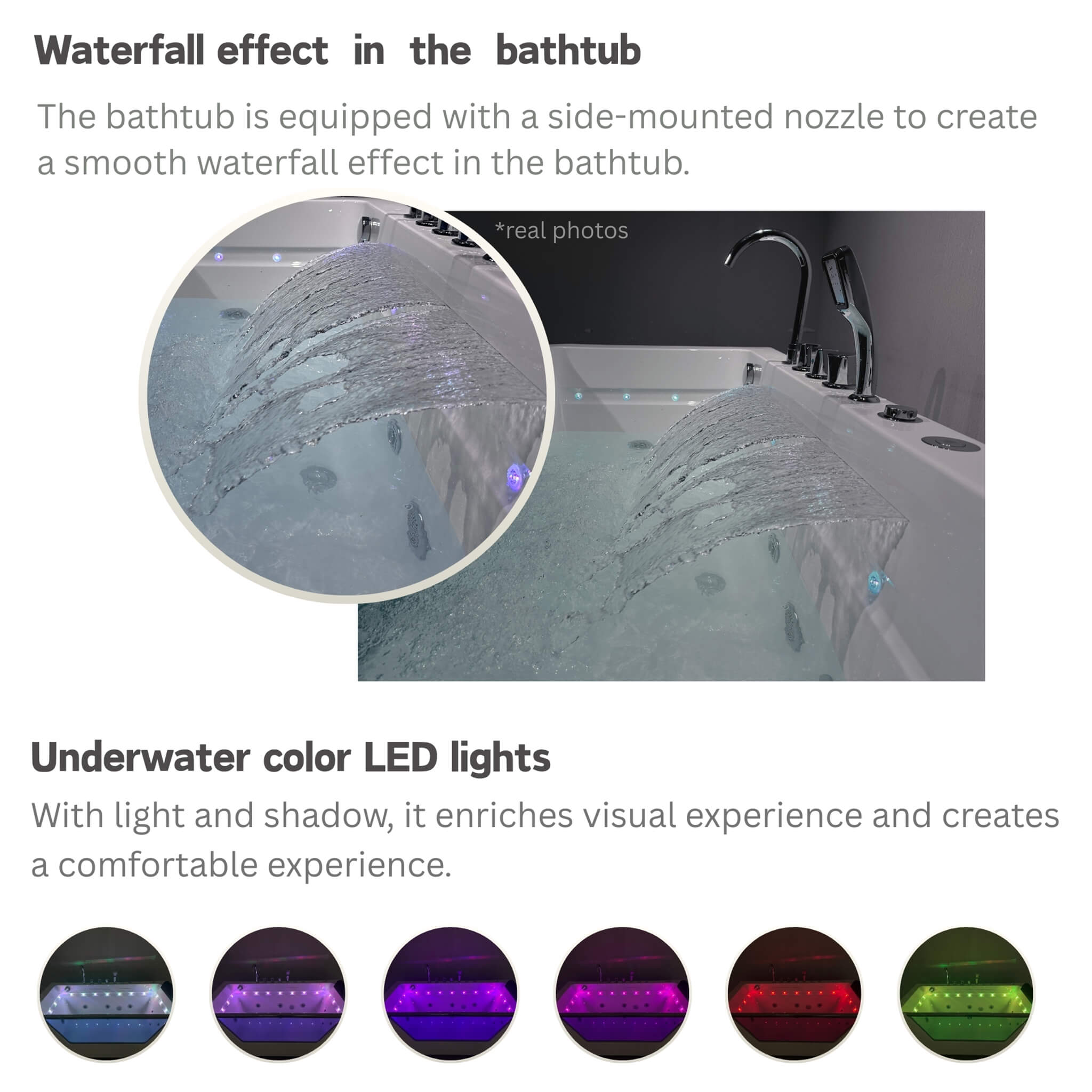 Nuvia Veloria 67-Inch 7-Jets Hydrotherapy Whirlpool Bathtub With Glass Panel (SAK25480)