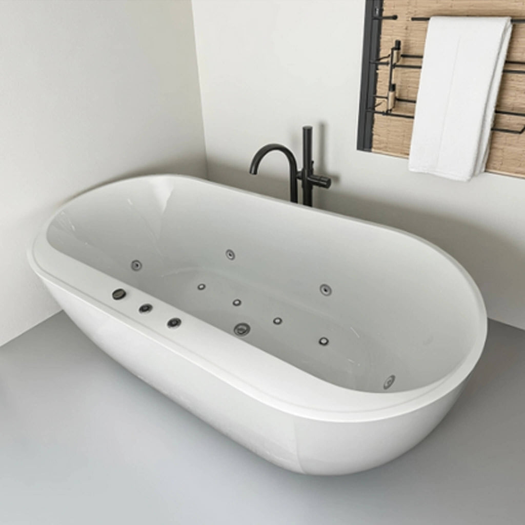 Nuvia Cascade 67-Inch Whirlpool Air Bath Soaking Tub With Adjustable Air Blower [No Faucet] (SAK68427)