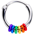 16G 3/8 Row of Rainbow Rings Gay Pride Septum Clicker