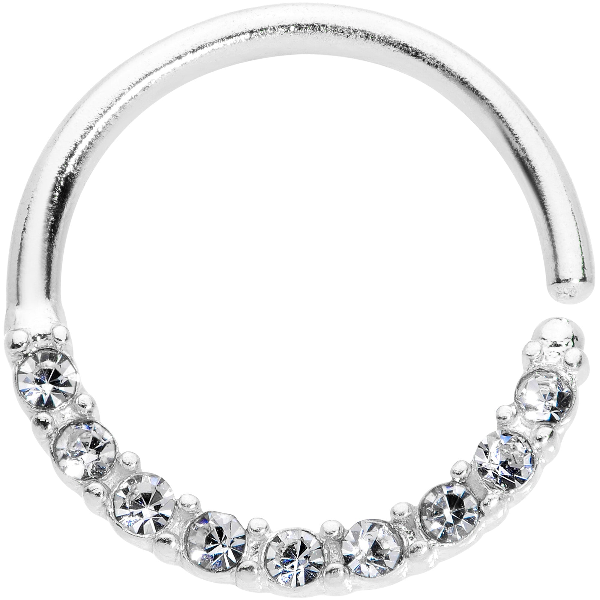 16G 3/8 Clear Gem Simple Elegance Seamless Circular Ring