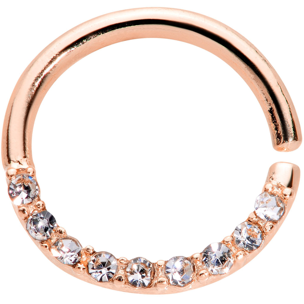 16G 5/16 Clear Gem Rose Gold Tone Elegance Seamless Circular Ring