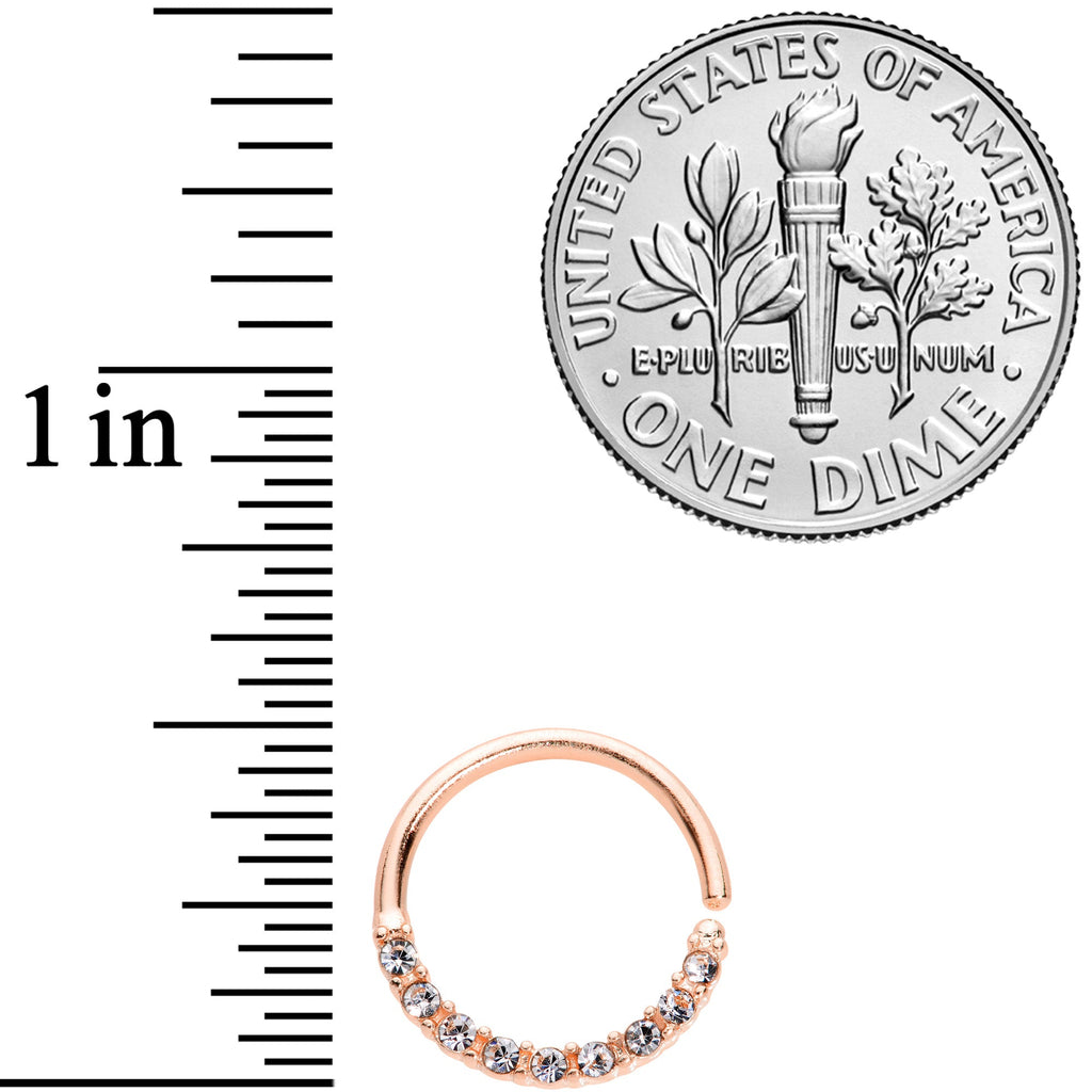 16G 3/8 Clear Gem Rose Gold Tone Elegance Seamless Circular Ring