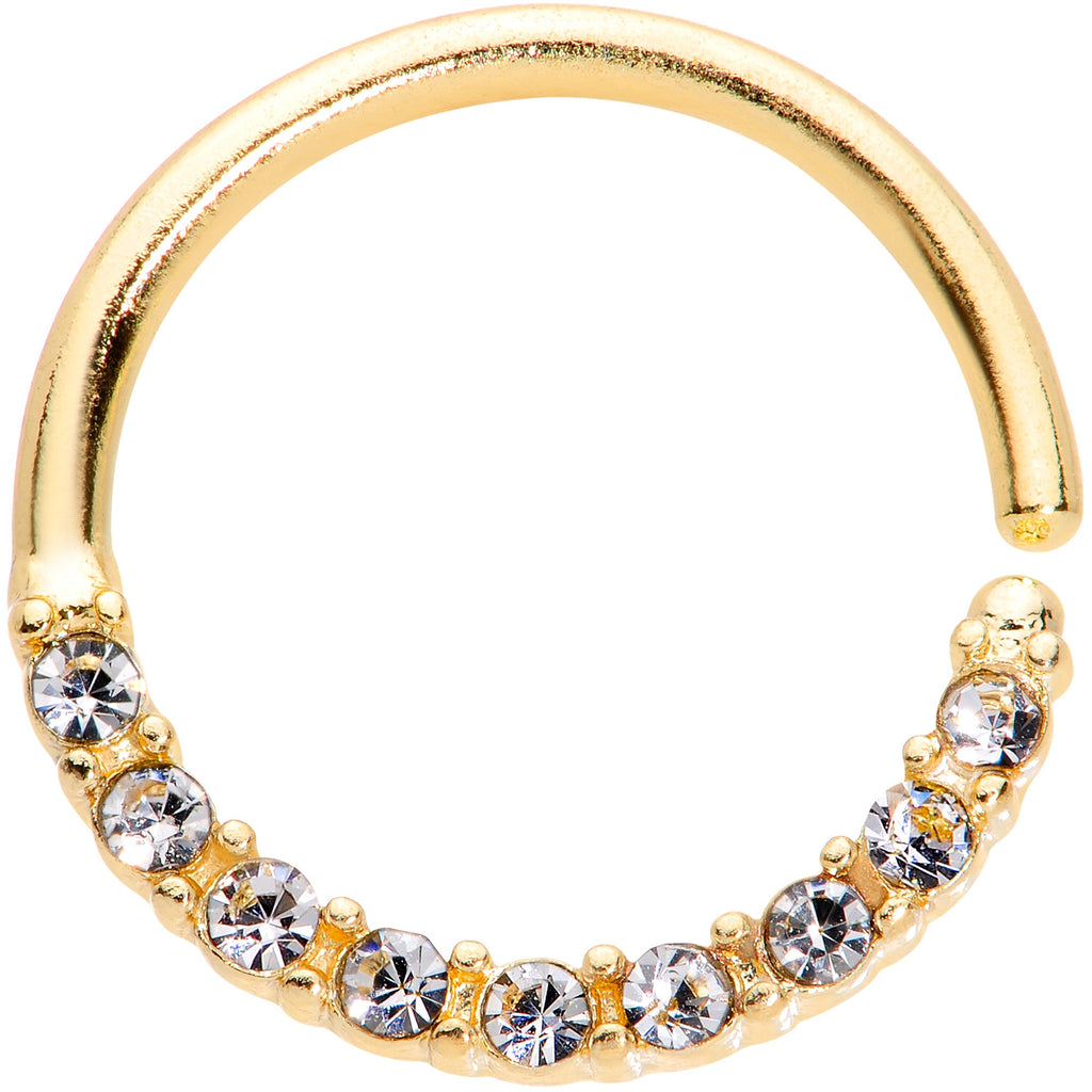 16G 3/8 Clear Gem Gold Tone Simple Elegance Seamless Circular Ring