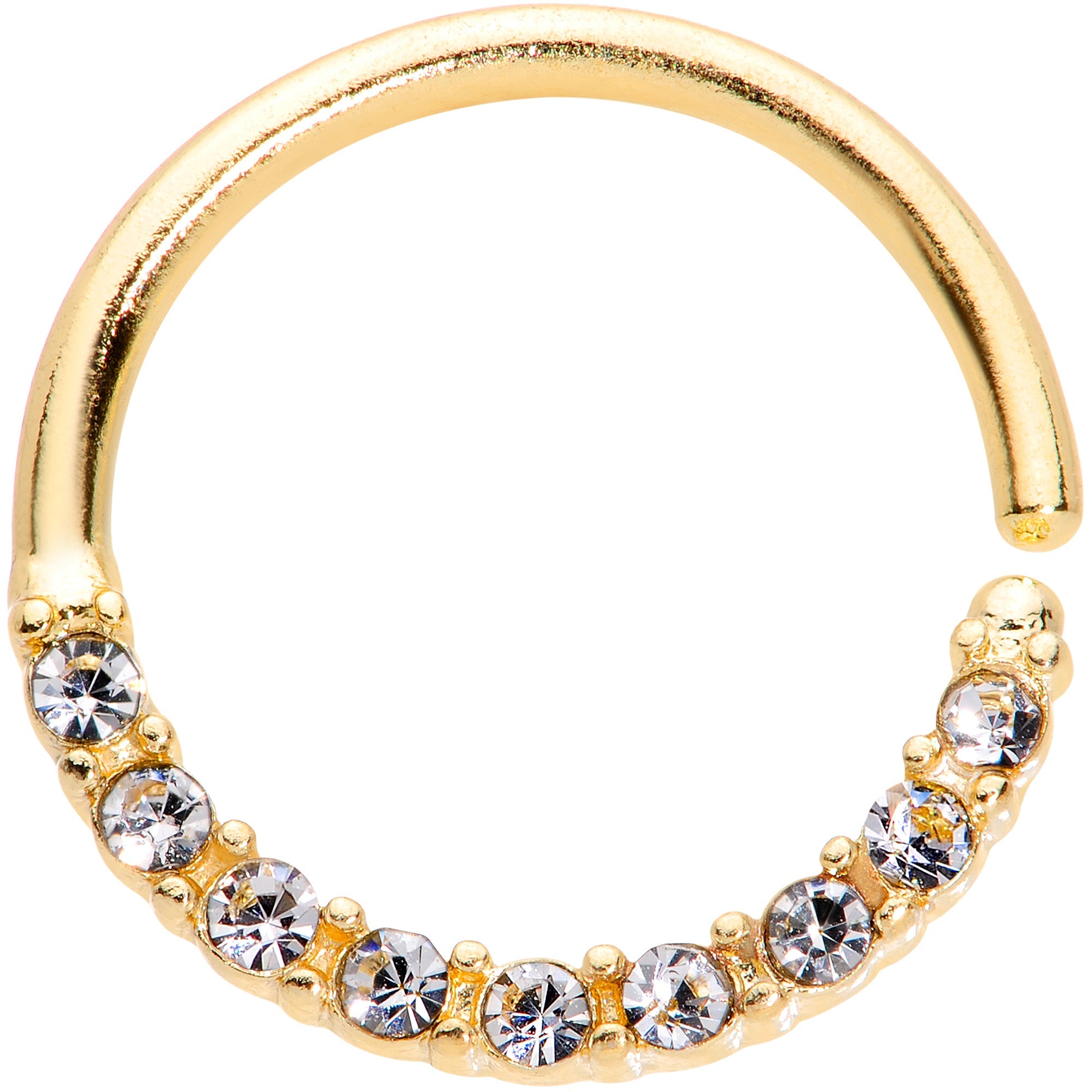 16G 3/8 Clear Gem Gold Tone Simple Elegance Seamless Circular Ring