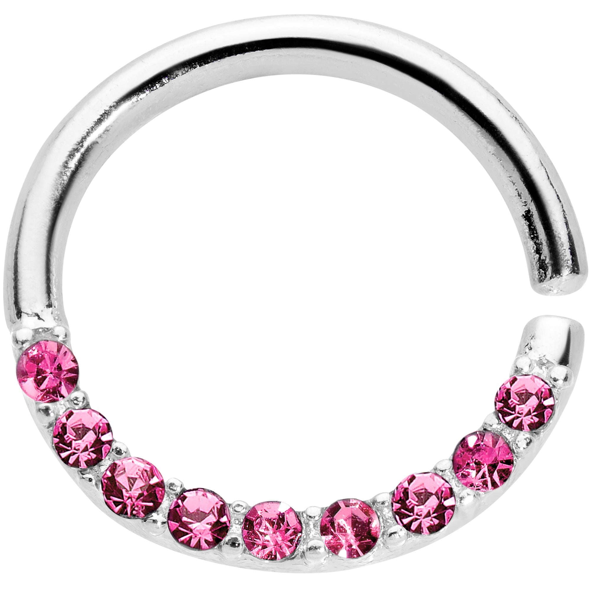 16G 5/16 Pink Gem Simple Elegance Seamless Circular Ring