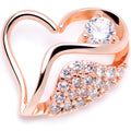 16G 5/16 Clear CZ Gem Rose Gold Tone Heart Left Closure Ring