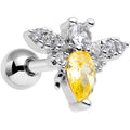 16G 1/4 Clear Yellow CZ Gem Bee Cartilage Tragus Earring