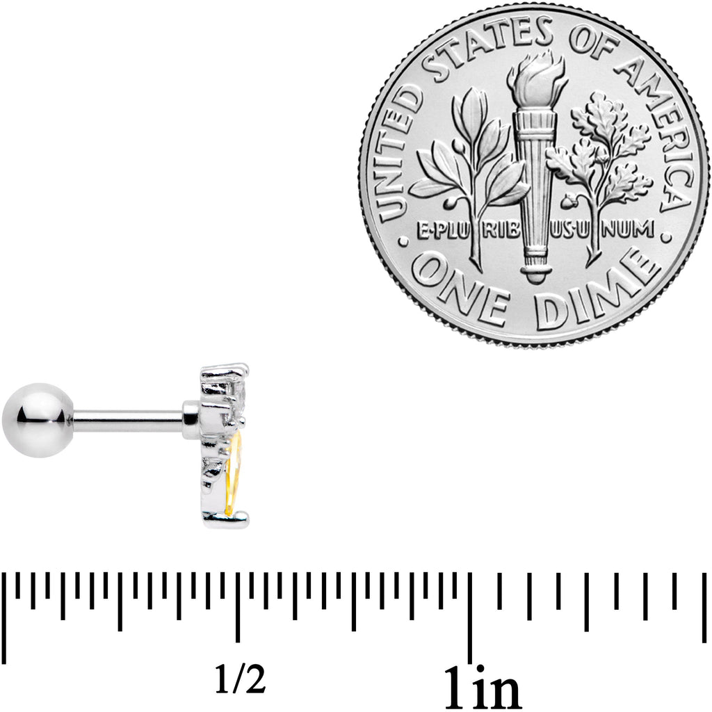 16G 1/4 Clear Yellow CZ Gem Bee Cartilage Tragus Earring