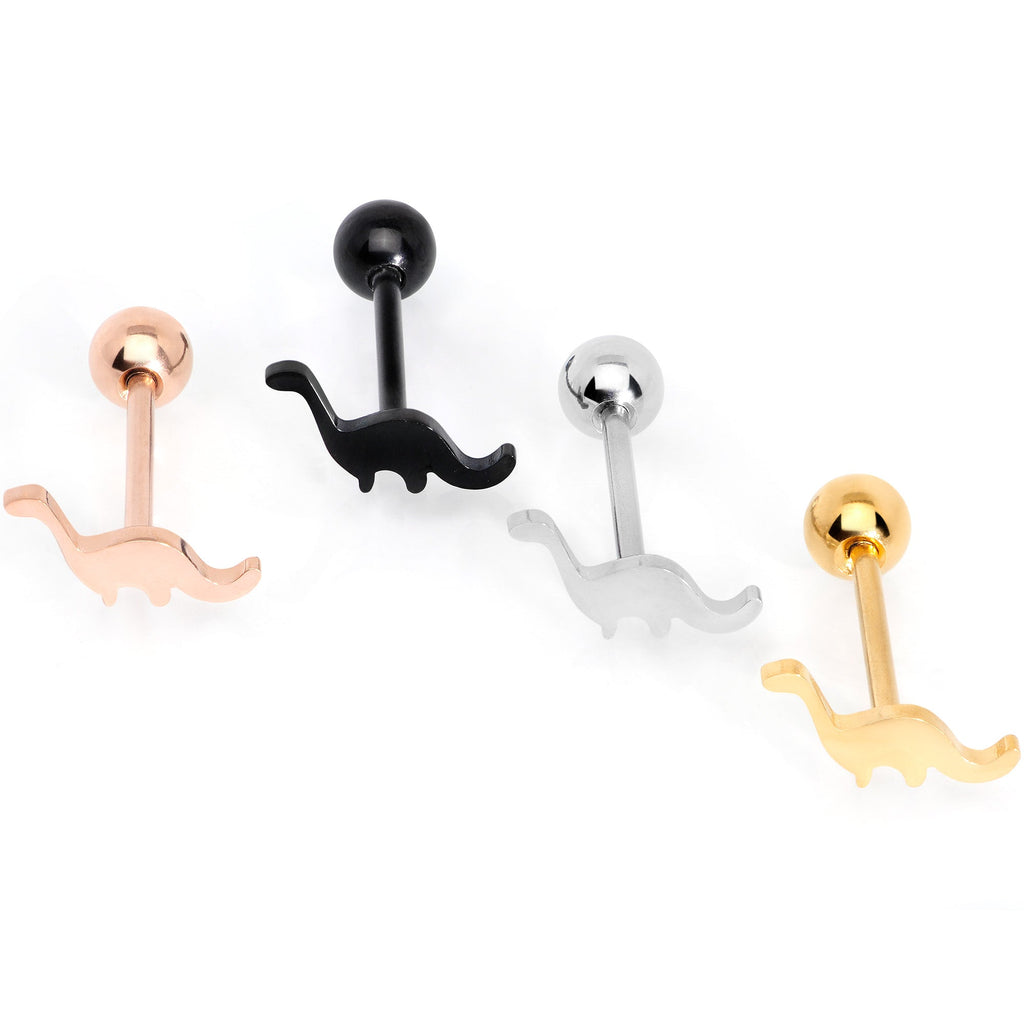Multicolor Dinosaur Barbell Tongue Ring Set of 4