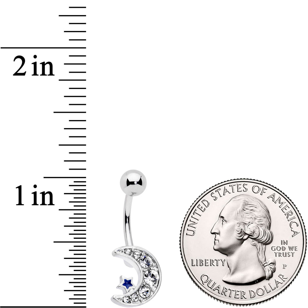 Clear CZ Gem Gold Tone Moon Belly Ring Set of 4