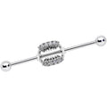 14G Clear CZ Gem Scary Monster Fangs Industrial Barbell 38mm