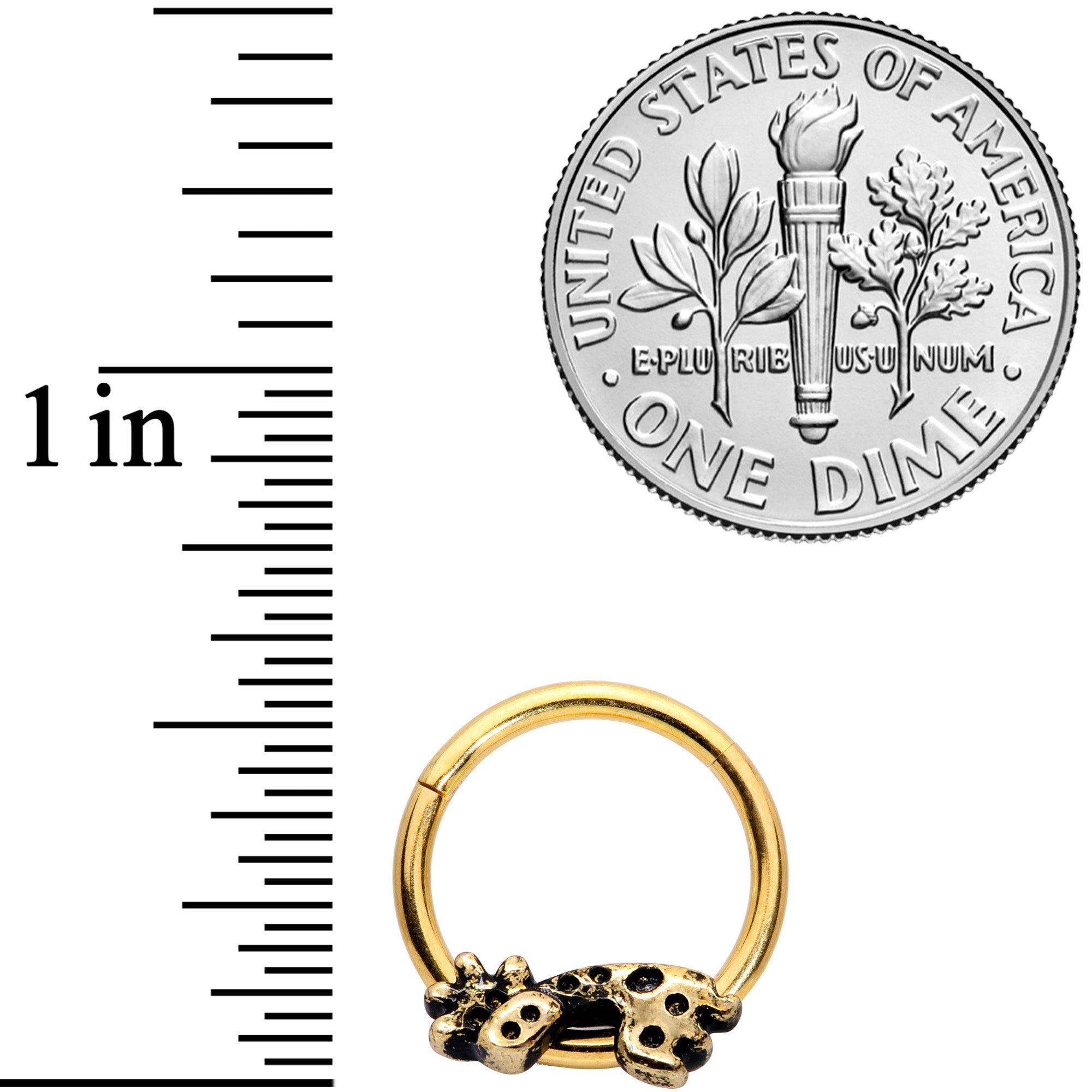 16G 3/8  Gold Tone Happy Giraffe Hinged Segment Ring