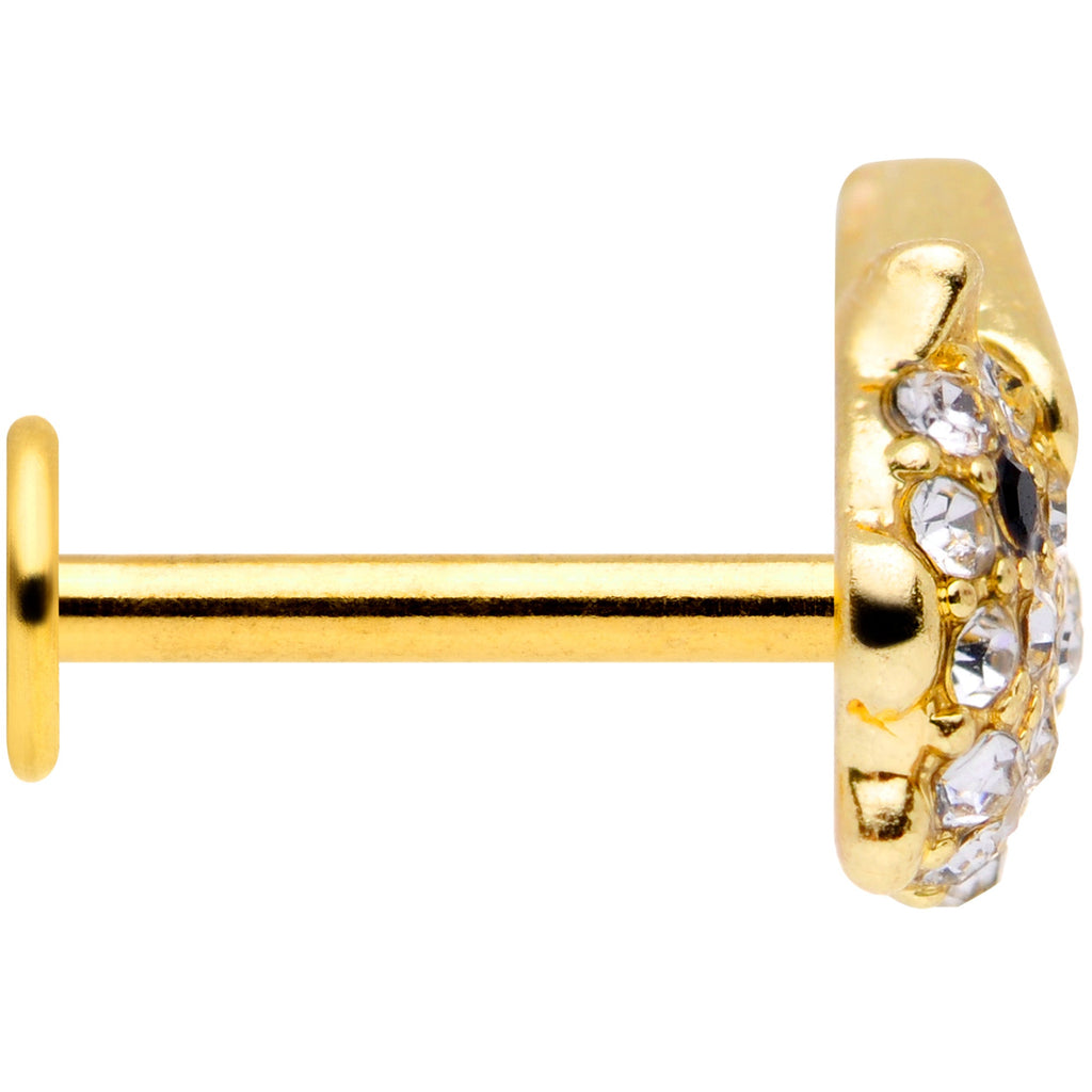 16G 5/16 Clear Black Gem Gold Tone Flying Pig Labret Tragus
