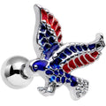 16G 1/4 Red Blue Patriotic Eagle Cartilage Tragus Earring