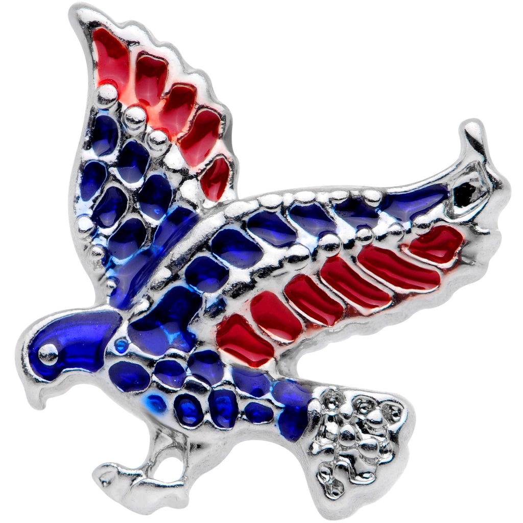 16G 1/4 Red Blue Patriotic Eagle Cartilage Tragus Earring