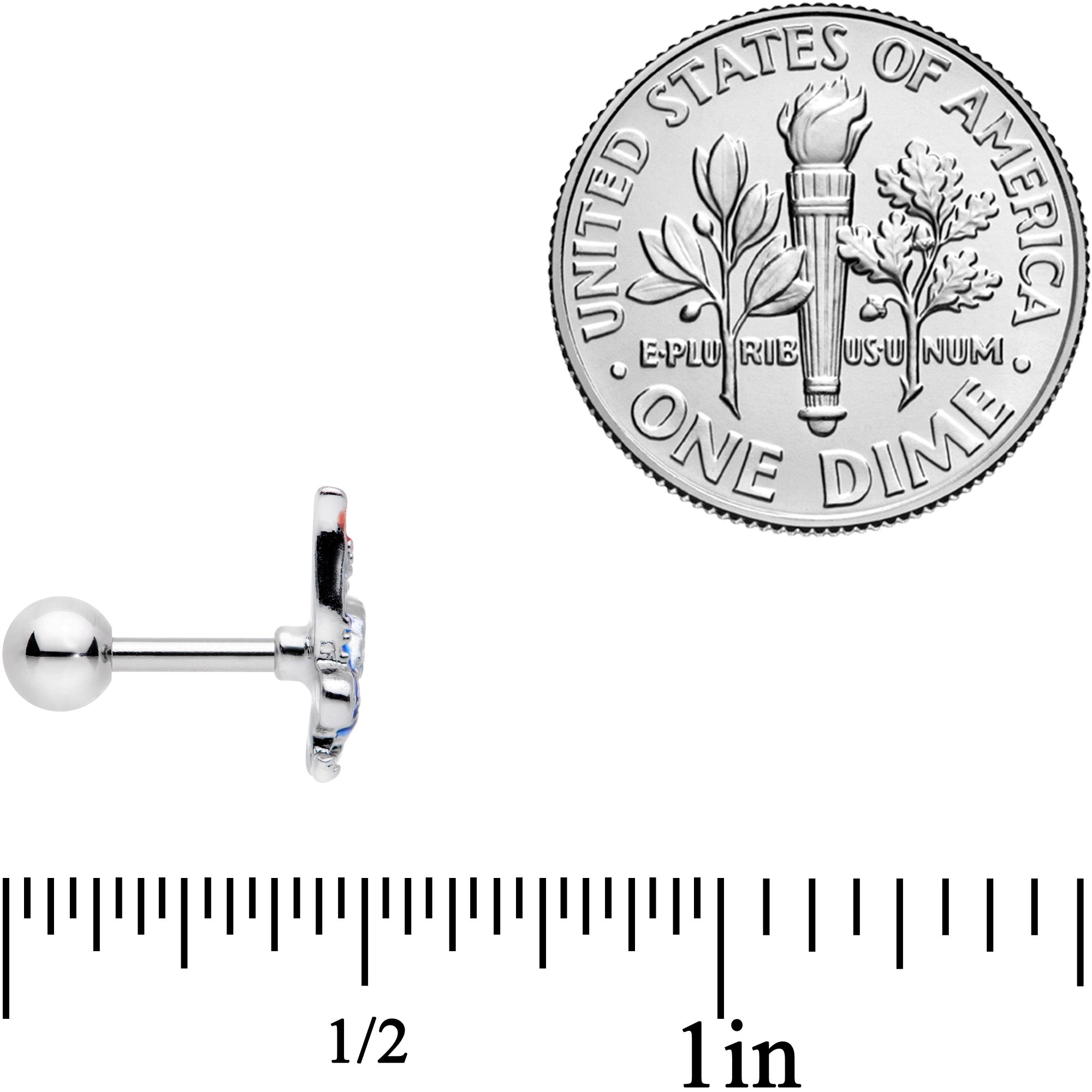 16G 1/4 Red Blue Patriotic Eagle Cartilage Tragus Earring