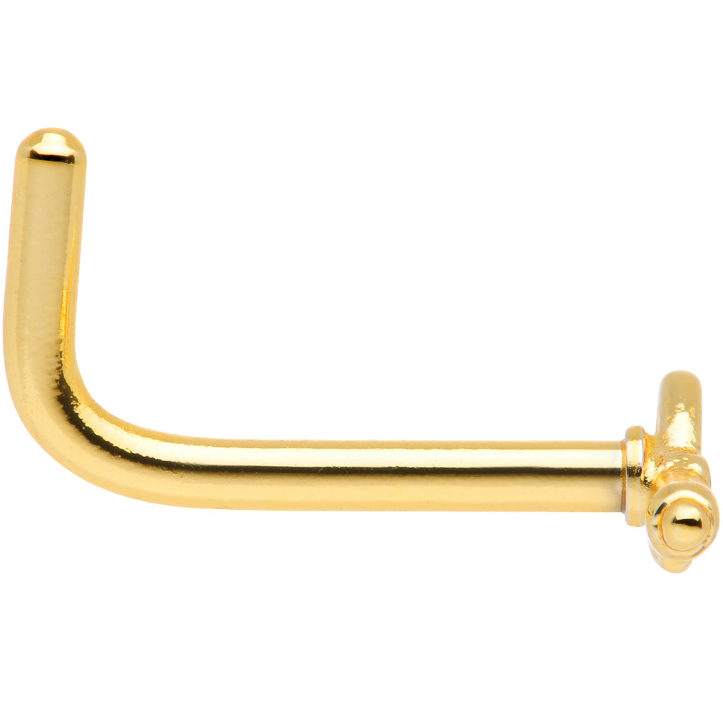 18G 5/16 Gold Tone Key to Your Heart L Shaped Nose Ring