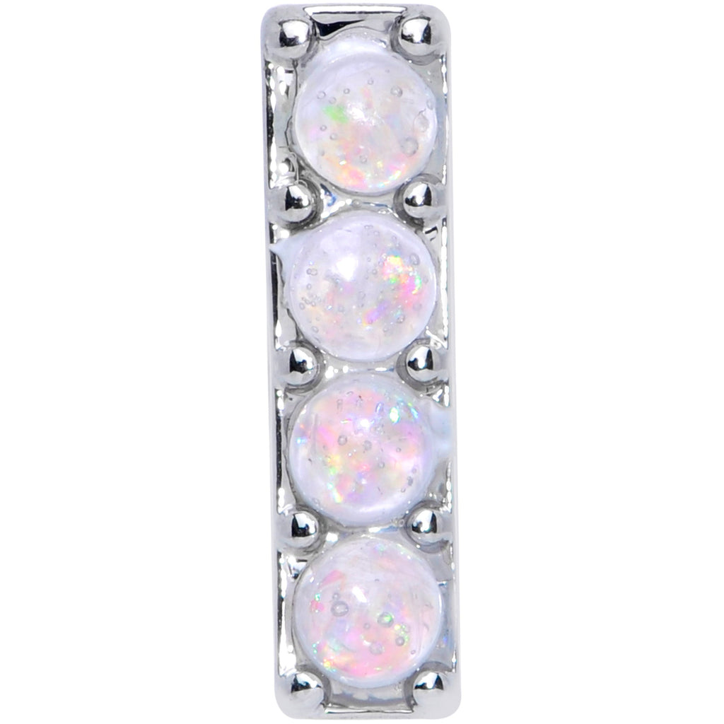 16G 1/4 White Faux Opal Quad Cartilage Tragus Earring
