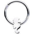 16G 3/8 Steel Nautical Seahorse Hinged Segment Ring