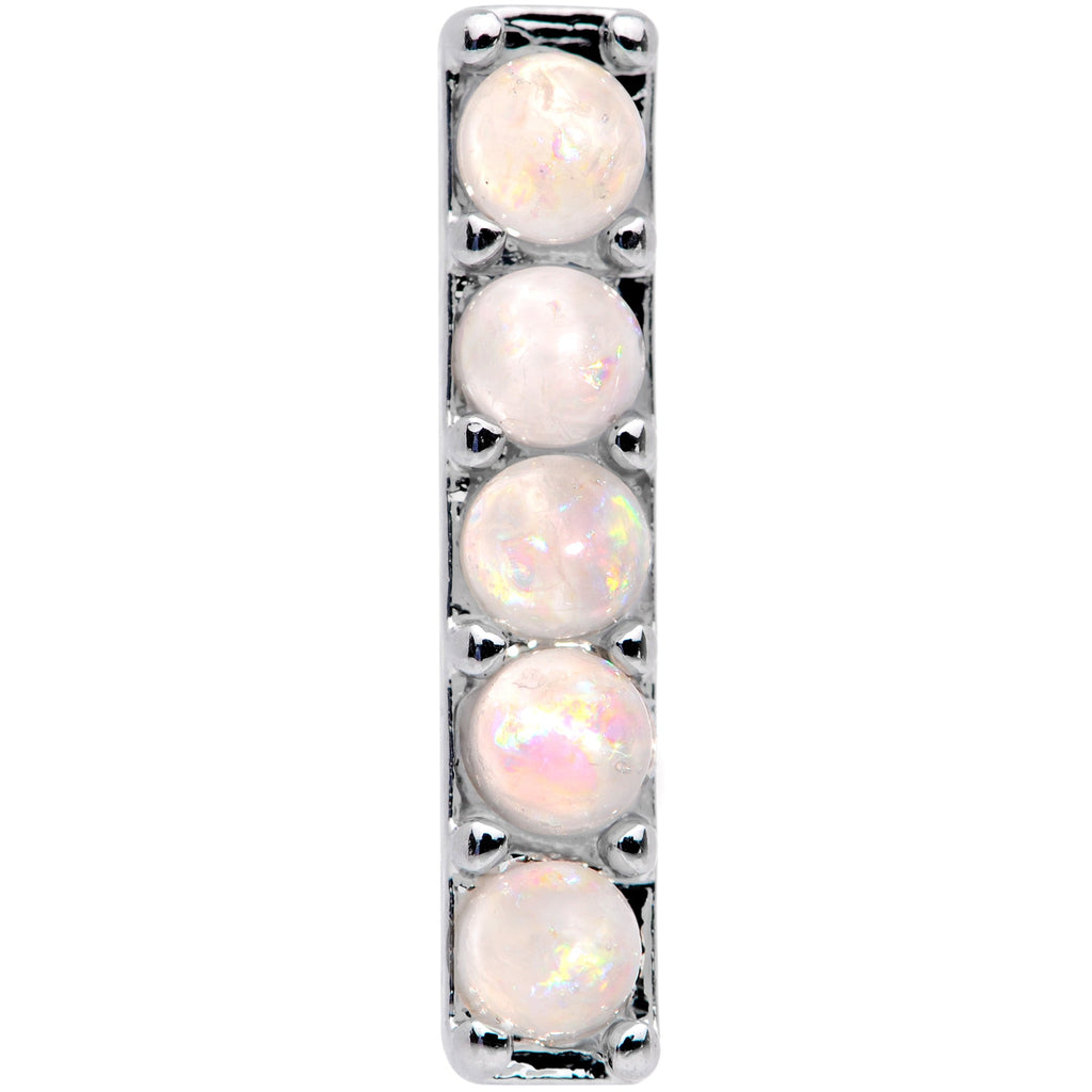 16G 1/4 White Faux Opal Quintuplet Cartilage Tragus Earring