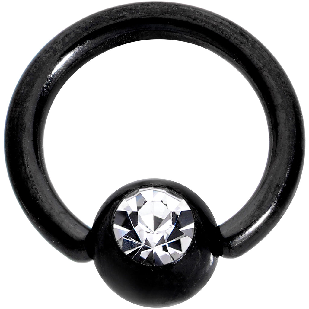 16G 1/4 Clear Gem Black BCR Captive Ring