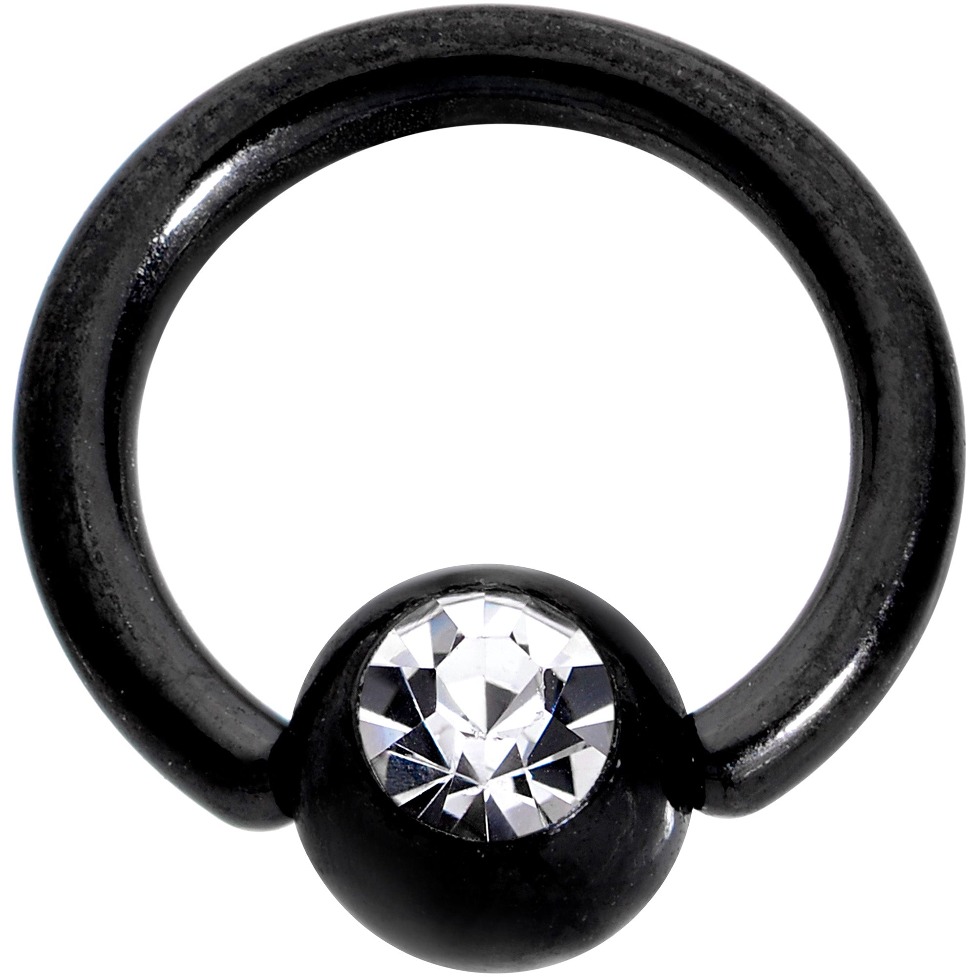 16G 1/4 Clear Gem Black BCR Captive Ring
