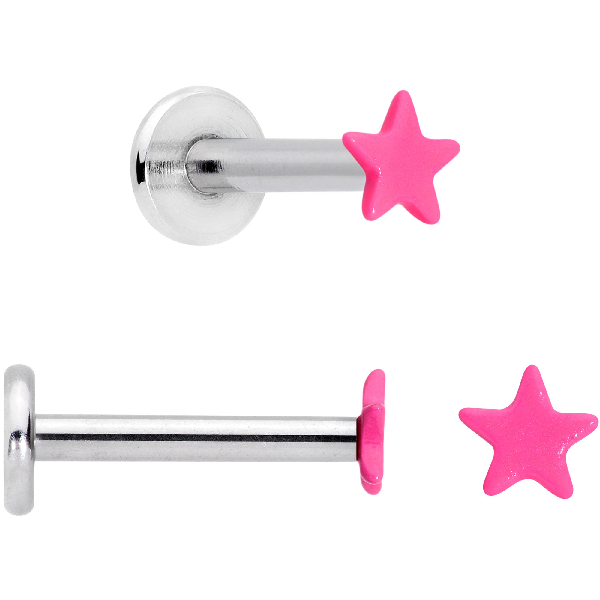 16G 5/16 Blue Pink Yellow Glow Star Labret Set of 3