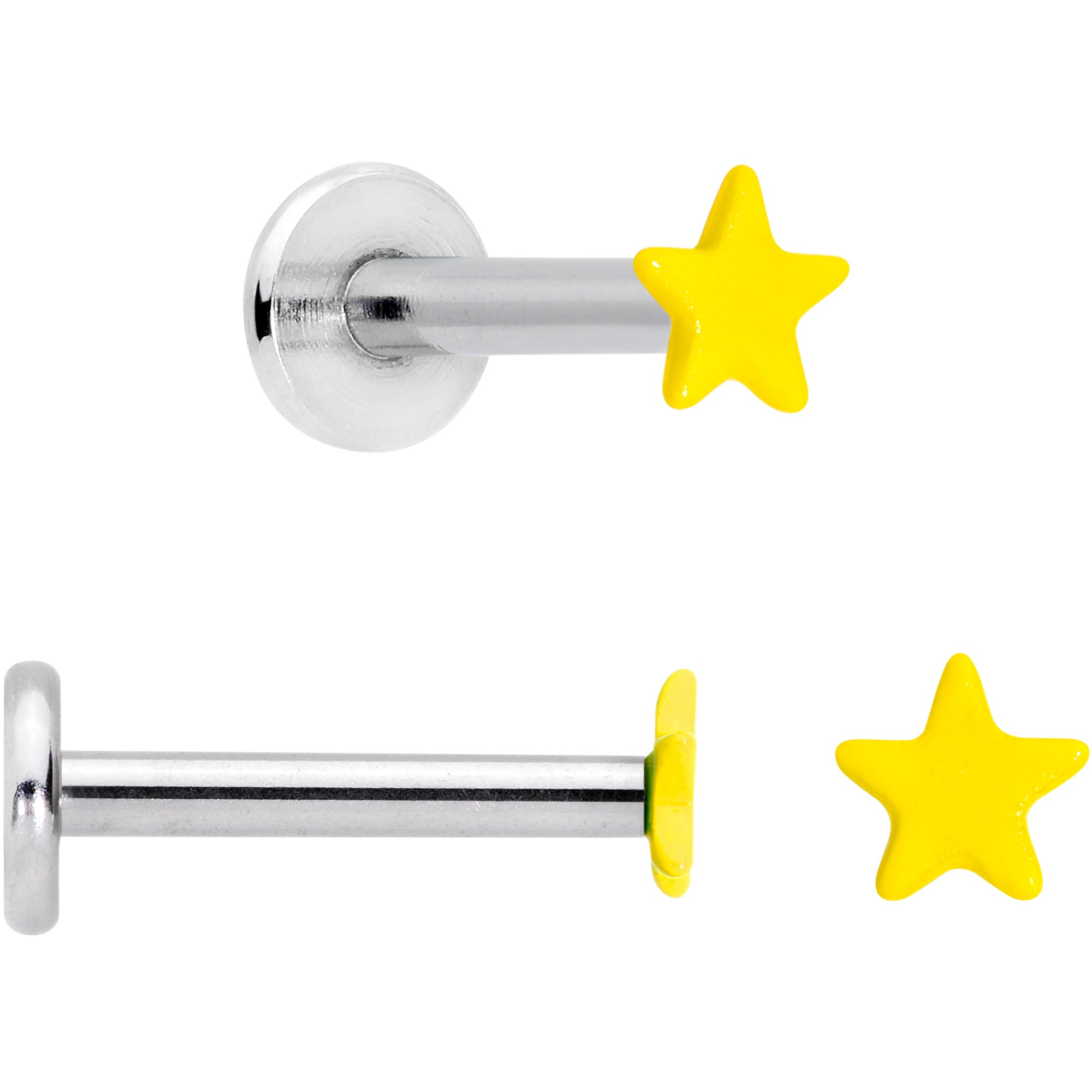 16G 5/16 Blue Pink Yellow Glow Star Labret Set of 3
