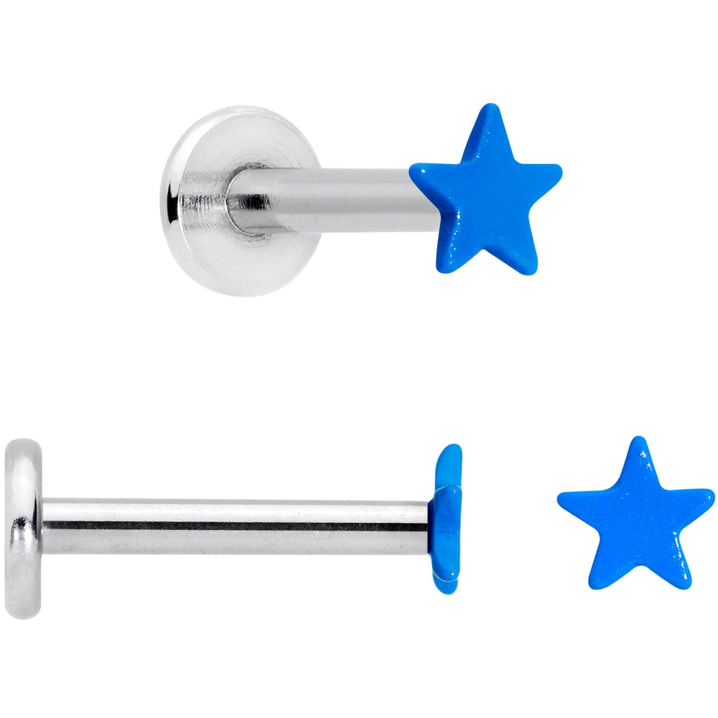 16G 5/16 Blue Pink Yellow Glow Star Labret Set of 3