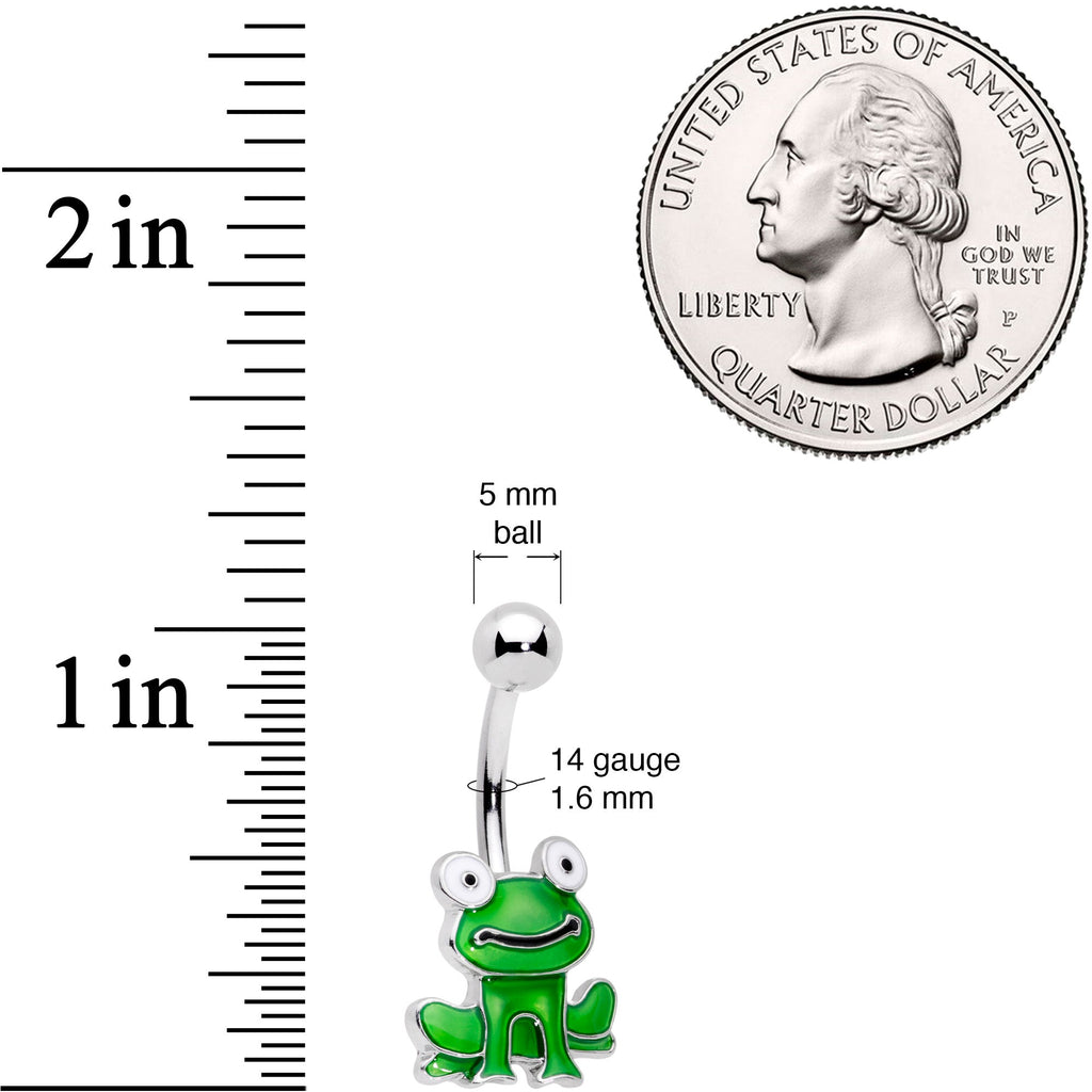 Green Happy Frog Belly Ring