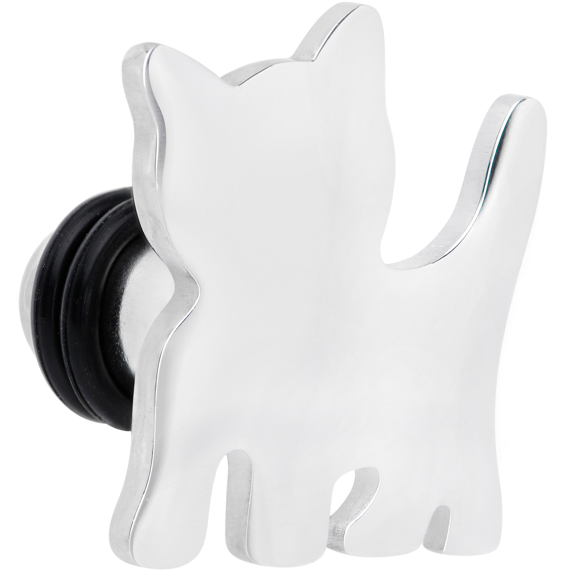Steel Cat Lover Kitty Cat Single Flare Plug Set 14G to 0G