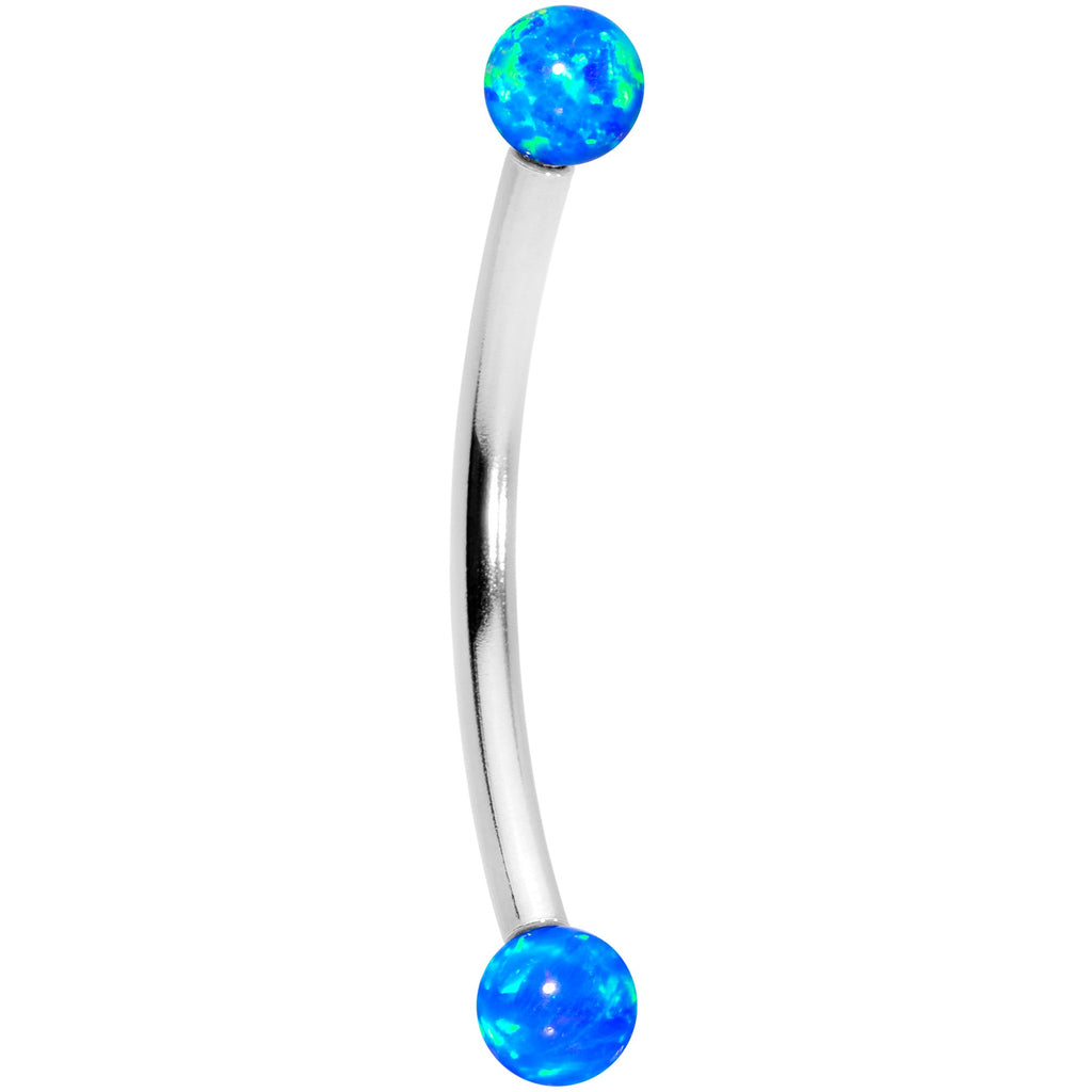16G 9/16 3mm Blue Synthetic Opal Curved Barbell