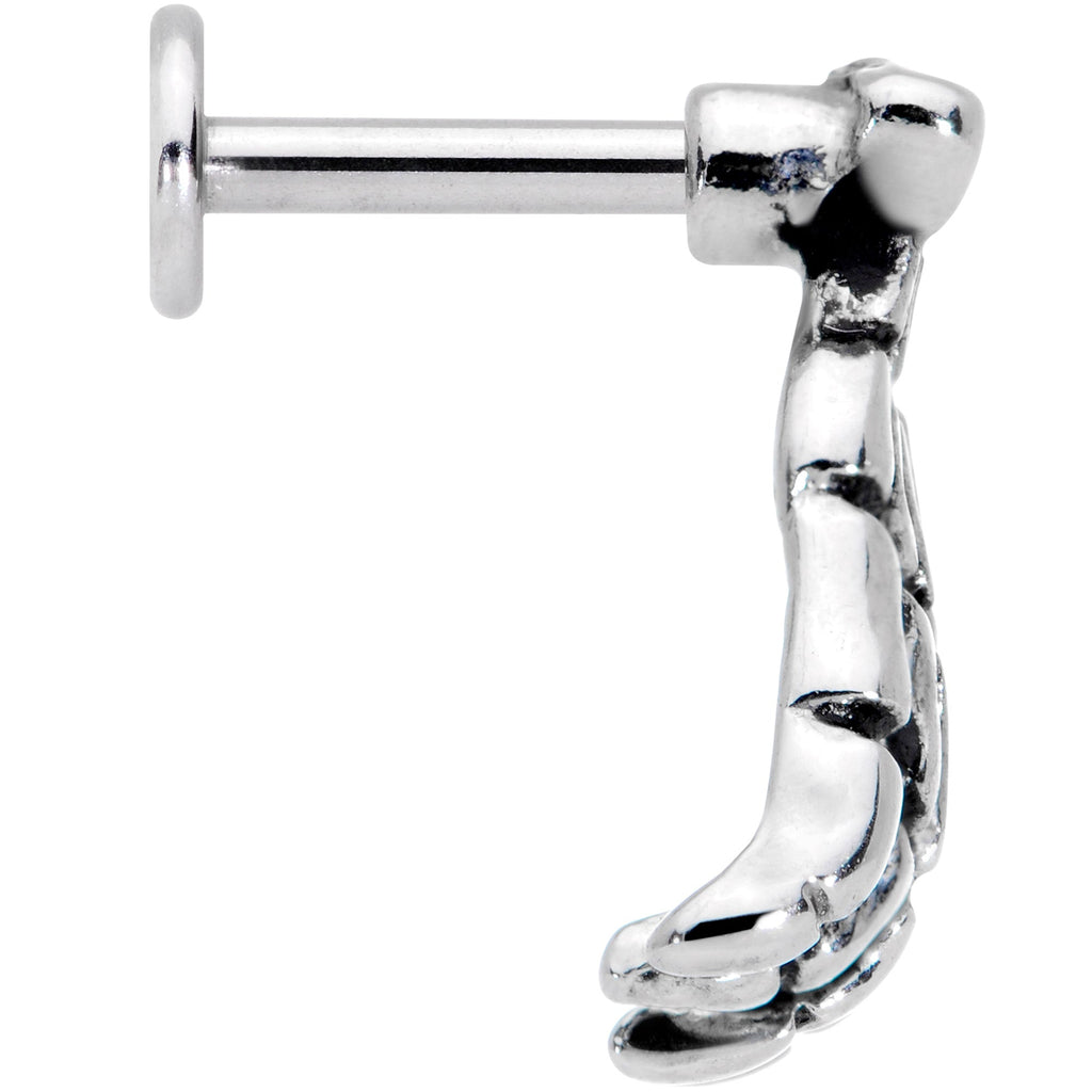 16G 1/4 Spooky Skeleton Hand Halloween Labret Monroe Tragus