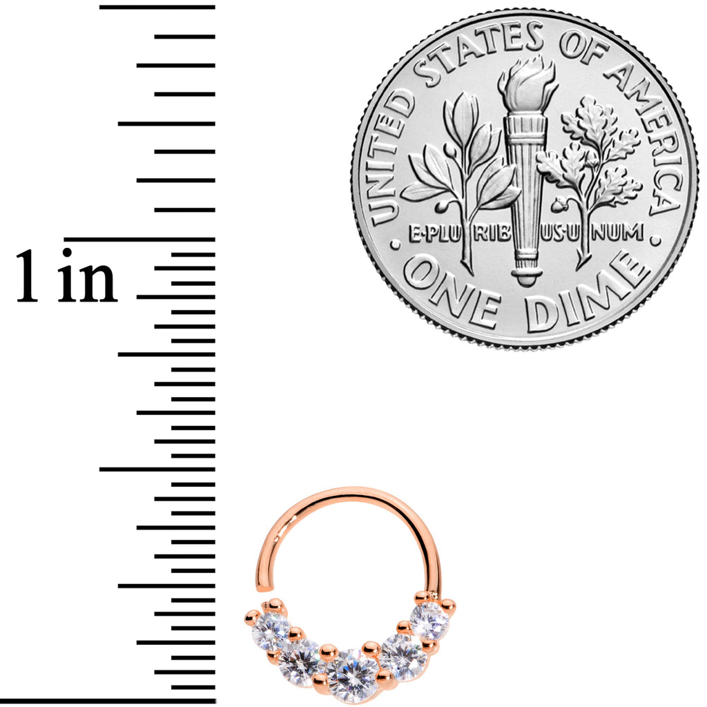 16G 3/8 Clear CZ Gem Cluster Rose Gold Tone Closure Ring