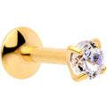 16G 1/4 3mm CZ Gold Tone G23 Titanium Internal Thread Labret