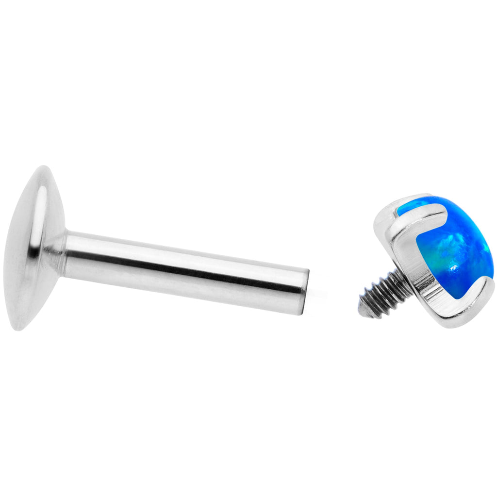 16G 1/4 3mm Blue Syn Opal G23 Titanium Internal Thread Labret