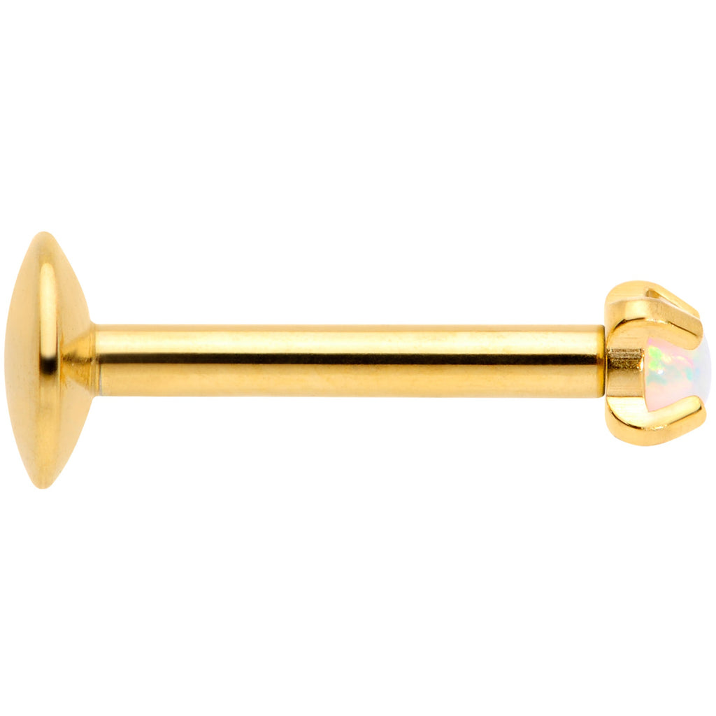 16G 5/16 2mm Syn Opal Gold G23 Titanium Internal Thread Labret